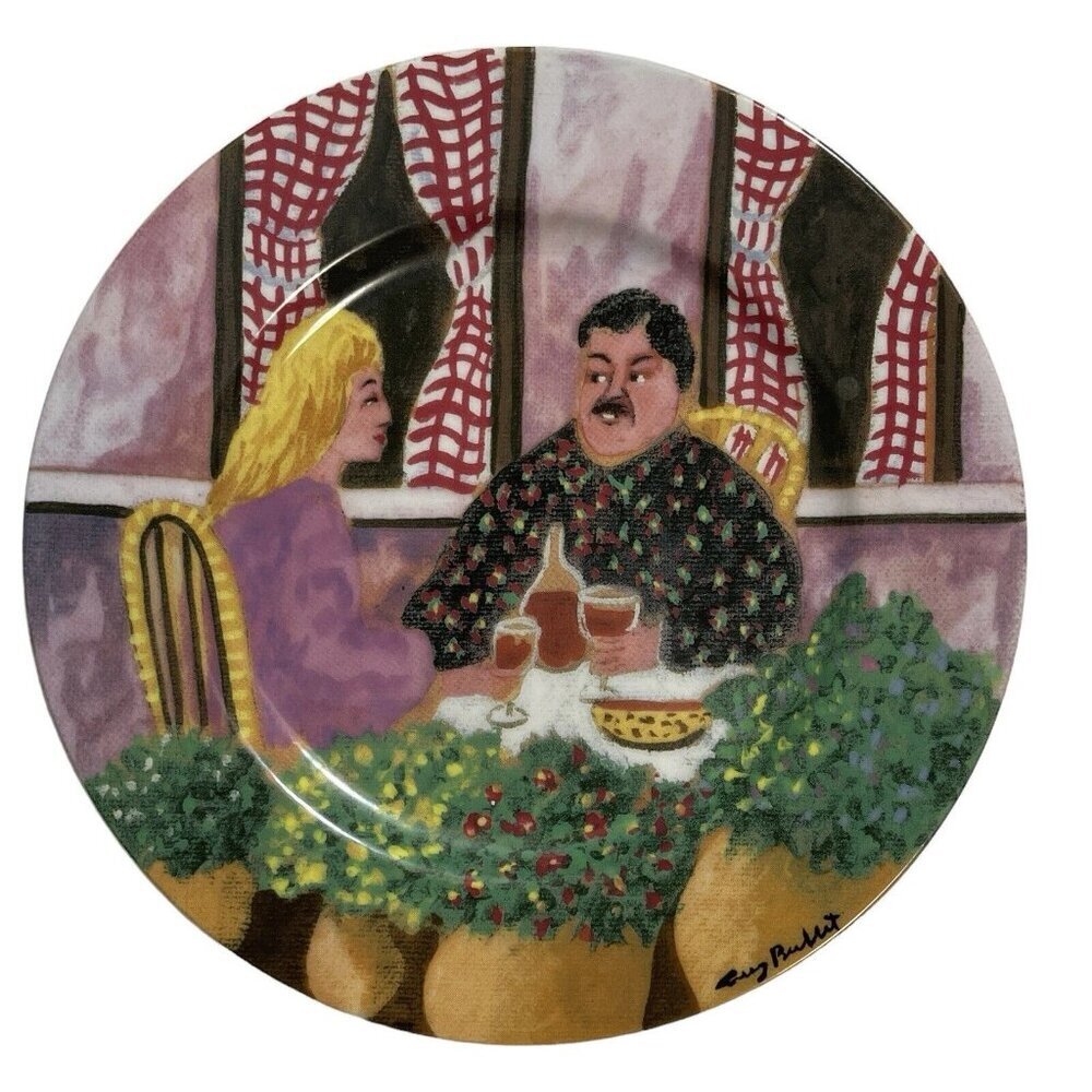 GBC Van Gogh Amoureux Salad Dessert Plates Set of 2 "Bouillabaisse, Rendez-Vous" - Picture 10 of 11